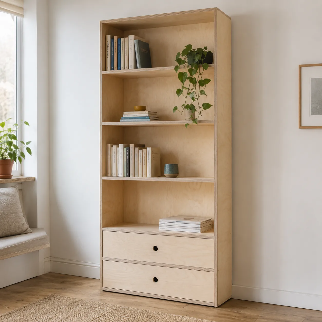 Voorbeeldimpressie: Hoge boekenkast met ladebasis 90 × 220 cm