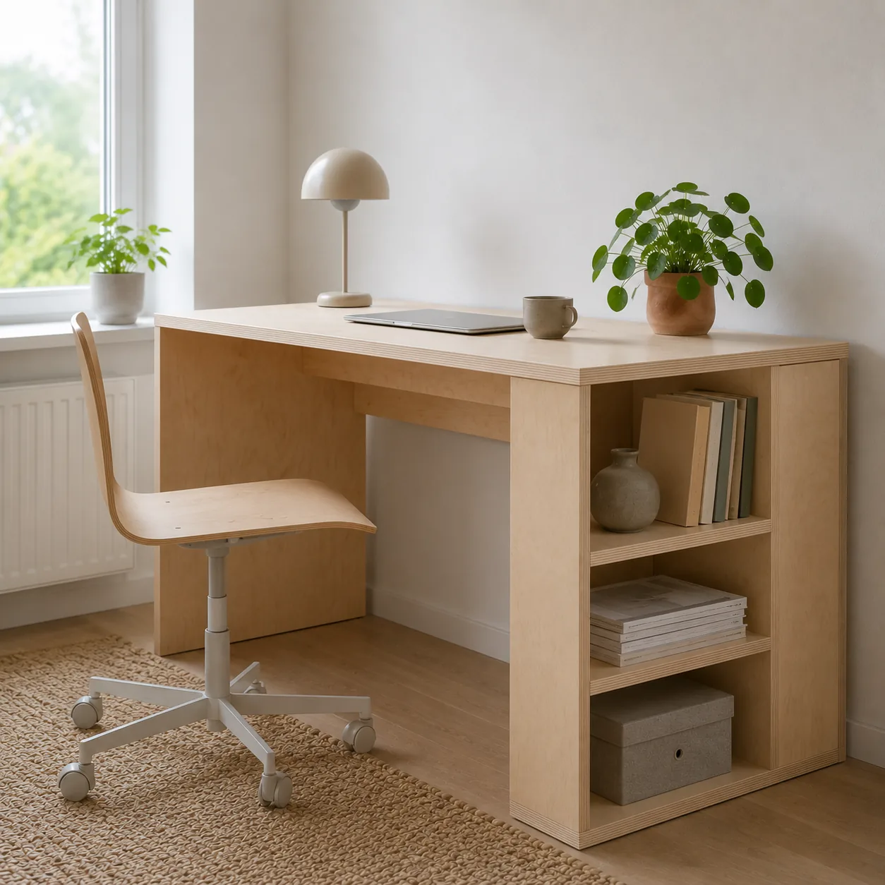 Voorbeeldimpressie: Boekenwand met bureau-nis 120 × 195 cm