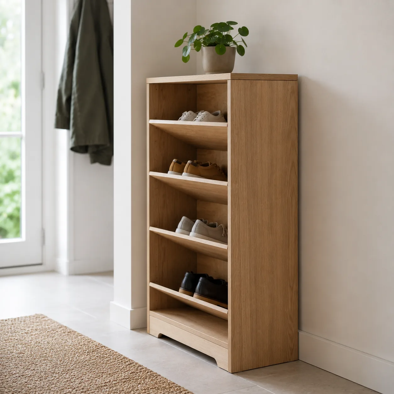 Voorbeeldimpressie: Schoenenkast hoog met deuren 80 × 130 cm