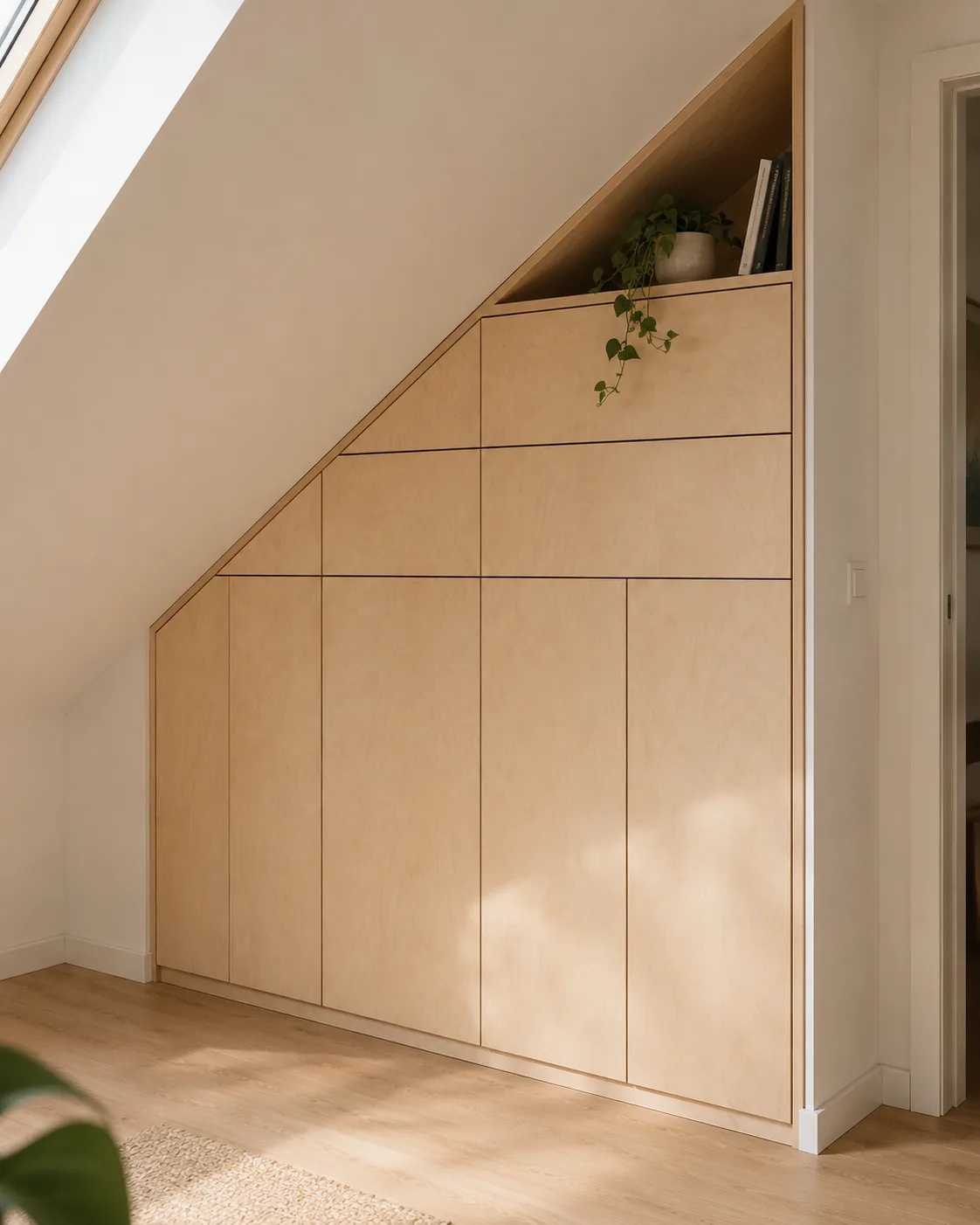 Voorbeeldimpressie: Kast onder schuin dak 120 cm