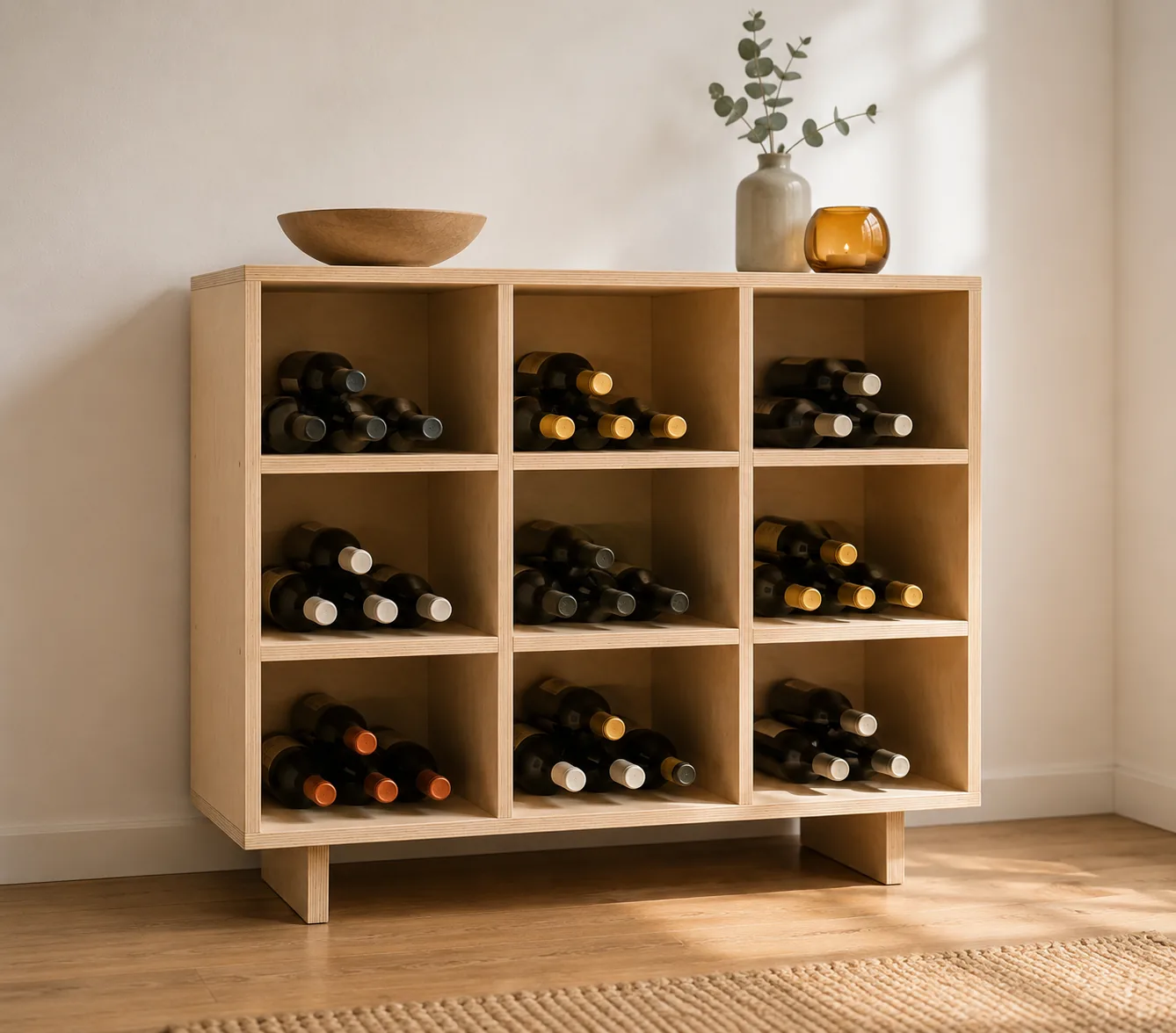 Voorbeeldimpressie: Wijnrek-kast 52 × 75 cm (3 × 3 vakken)
